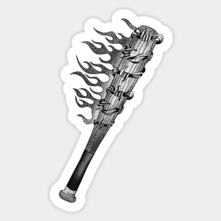 Baseball bat on fire Sticker